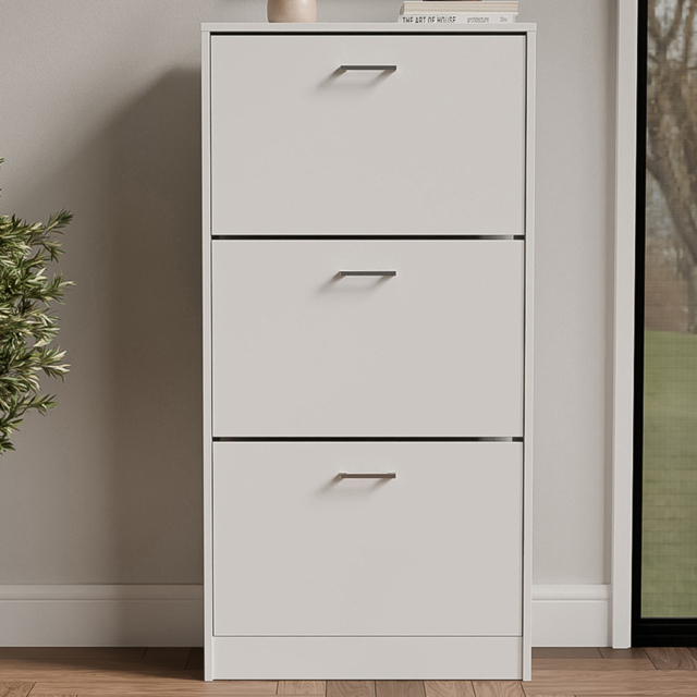GFW Stirling 3 Tier White Shoe Cabinet - image 1