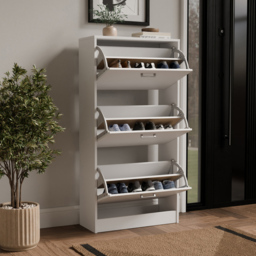 GFW Stirling 3 Tier White Shoe Cabinet - thumbnail 4