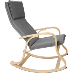 tectake Roca Light Grey Padded Rocking Chair with Armrest - thumbnail 3