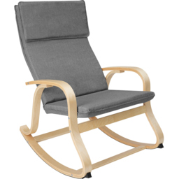 tectake Roca Light Grey Padded Rocking Chair with Armrest - thumbnail 2