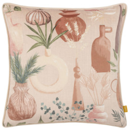 furn. Earthen Natural Velvet Piped Cushion - thumbnail 1