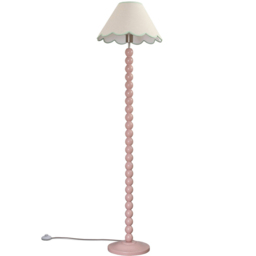 ValueLights Bobbins Green Scallop Shade Rose Pink LED Floor Lamp