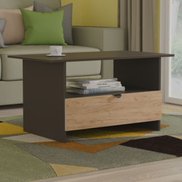 Crowndale Bora Single Drawer Single Shelf Gold Craft Oak and Graphite Coffee Table Ready Assembled