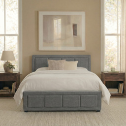 Vida Designs Vanita Light Grey Linen Single Ottoman Bed with Padded Headboard - thumbnail 3