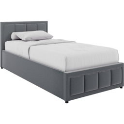 Vida Designs Vanita Light Grey Linen Single Ottoman Bed with Padded Headboard - thumbnail 2
