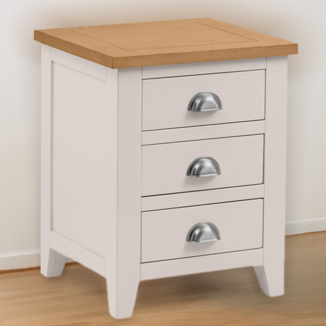 Julian Bowen Richmond 3 Drawer Grey and Oak Bedside Table - image 1