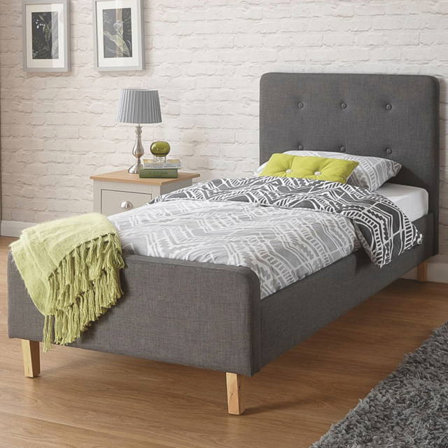 Home Source Ashbourne Grey Single Bed Frame - image 1