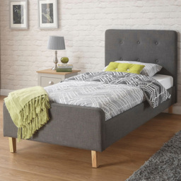 Home Source Ashbourne Grey Single Bed Frame - thumbnail 1