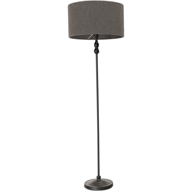 ValueLights Maggie Charcoal Boucle Shade Black Metal Candlestick Floor Lamp - image 1