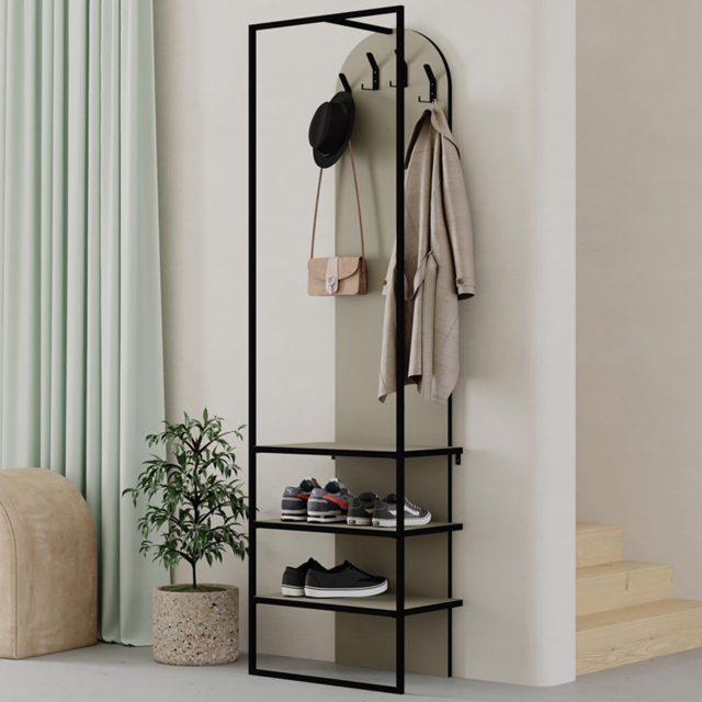 FWStyle Archy Ash Green 3 Shelf Shoe and Coat Rack Stand with Hanging Hooks - image 1