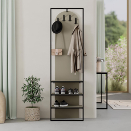 FWStyle Archy Ash Green 3 Shelf Shoe and Coat Rack Stand with Hanging Hooks - thumbnail 4