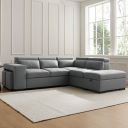 Home Detail Scarlett 5 Seater Grey Air Leather Right Hand Corner Sofa