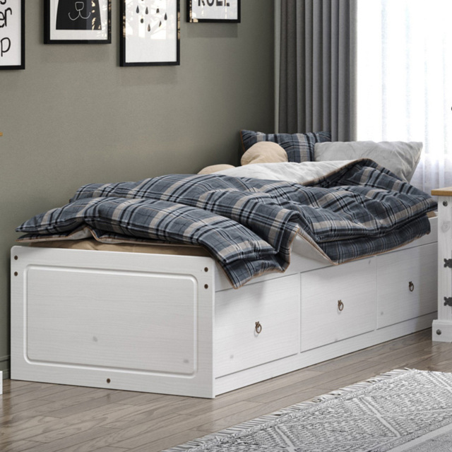 Corona 3ft White Washed Wax Finish Cabin Bed - image 1