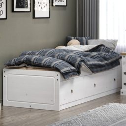 Corona 3ft White Washed Wax Finish Cabin Bed - thumbnail 1