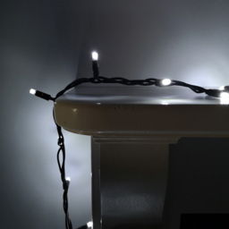 Premier Mains Powered 100 Cool White LED Static Black Cable String Light 8m