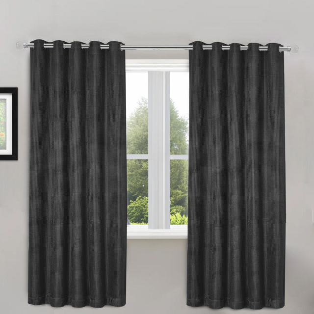 Velosso Waffle Charcoal Blackout Curtains 183 x 168cm - image 1