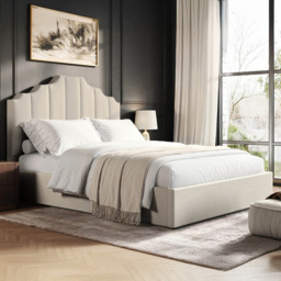 Flair Margot Beige Double Ottoman Bed - thumbnail 1
