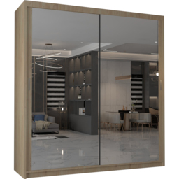 M N Furniture Modern Gala 2 Door Oak Mirrored Sliding Wardrobe 100cm - thumbnail 2