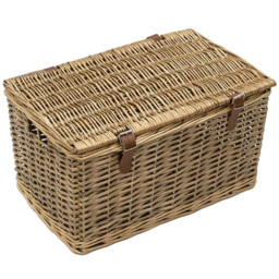JVL Medium Natural Willow Wicker Storage Hamper Basket - thumbnail 1