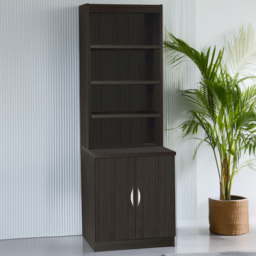 R White Cabinets 2 Door Black Desk Height Cupboard with Hutch