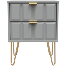 Crowndale Cube 2 Drawer Dusk Grey Bedside Table Ready Assembled - thumbnail 3
