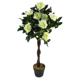 Leaf Artificial Cream Rose Wedding Twisted Tree in Pot 90cm - thumbnail 1