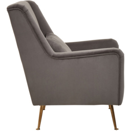 Premier Housewares Doucet Grey Velvet Chair with Gold Legs - thumbnail 2