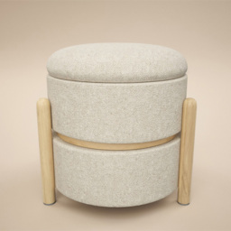 SOLACE+CO Ada Beige Fabric Storage Pouffe - thumbnail 2
