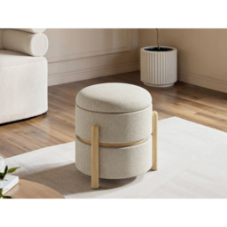 SOLACE+CO Ada Beige Fabric Storage Pouffe - thumbnail 4