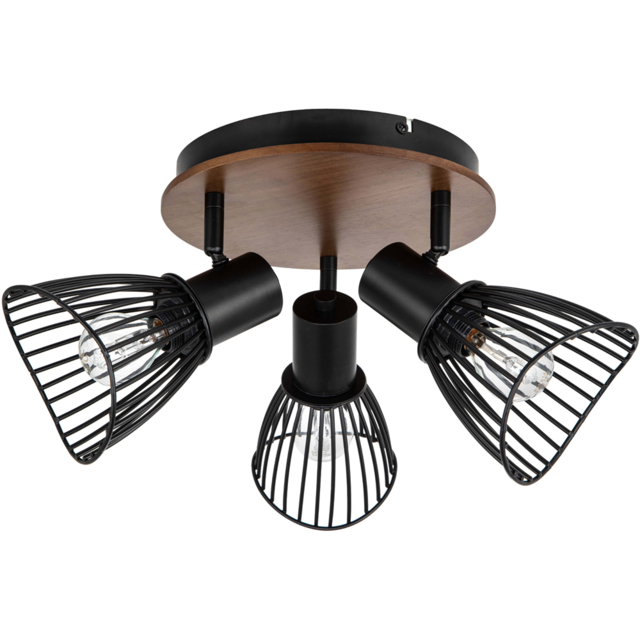 Cosylyte Hadley 3 Light Matt Black Wire Shade Spotlight - image 1
