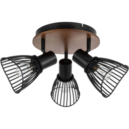 Cosylyte Hadley 3 Light Matt Black Wire Shade Spotlight - thumbnail 1