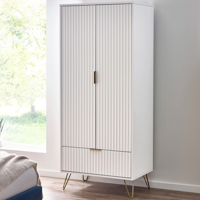 Julian Bowen Murano 2 Door Single Drawer Matt White Wardrobe - image 1