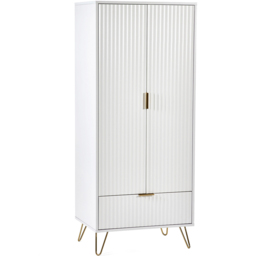 Julian Bowen Murano 2 Door Single Drawer Matt White Wardrobe - thumbnail 2
