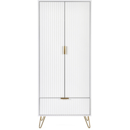Julian Bowen Murano 2 Door Single Drawer Matt White Wardrobe - thumbnail 3