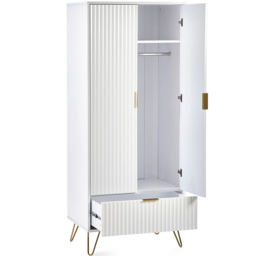 Julian Bowen Murano 2 Door Single Drawer Matt White Wardrobe - thumbnail 4