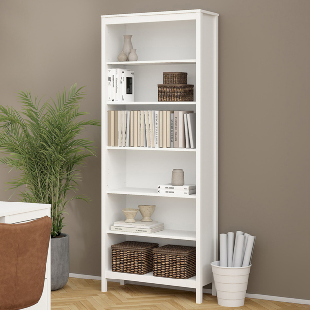 Florence Barcelona 6 Shelf White Bookcase - image 1