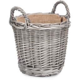 Red Hamper Small Wicker Lined Log Basket