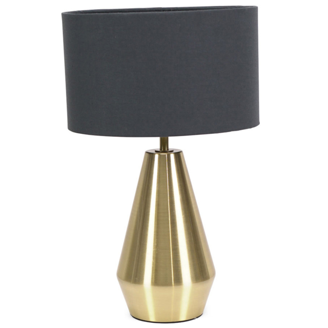 ValueLights Jax Charcoal Shade Antique Brass Touch LED Table Lamp - image 1