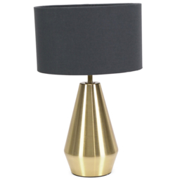 ValueLights Jax Charcoal Shade Antique Brass Touch LED Table Lamp - thumbnail 1