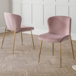 Julian Bowen Harper Set of 2 Dusky Pink Dining Chairs
