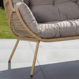 Artemis Home Cocona 2 Seater Light Brown Rattan Standing Egg Chair with Canopy - thumbnail 2