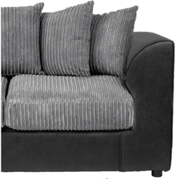 Luxor 3 Seater Black and Grey Jumbo Cord Left Hand Facing L Shaped Corner Sofa - thumbnail 4