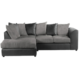 Luxor 3 Seater Black and Grey Jumbo Cord Left Hand Facing L Shaped Corner Sofa - thumbnail 2