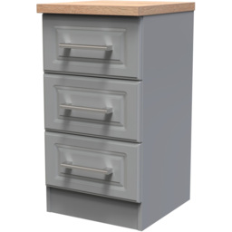 Crowndale Kent 3 Drawer Dusk Grey and Bardolino Oak Bedside Table - thumbnail 2