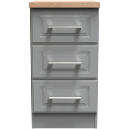 Crowndale Kent 3 Drawer Dusk Grey and Bardolino Oak Bedside Table - thumbnail 3