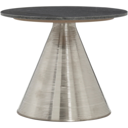 Premier Housewares Martini Grey Marble Silver Round Side Table with Gold Finish Frame - thumbnail 3