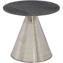 Premier Housewares Martini Grey Marble Silver Round Side Table with Gold Finish Frame - thumbnail 2