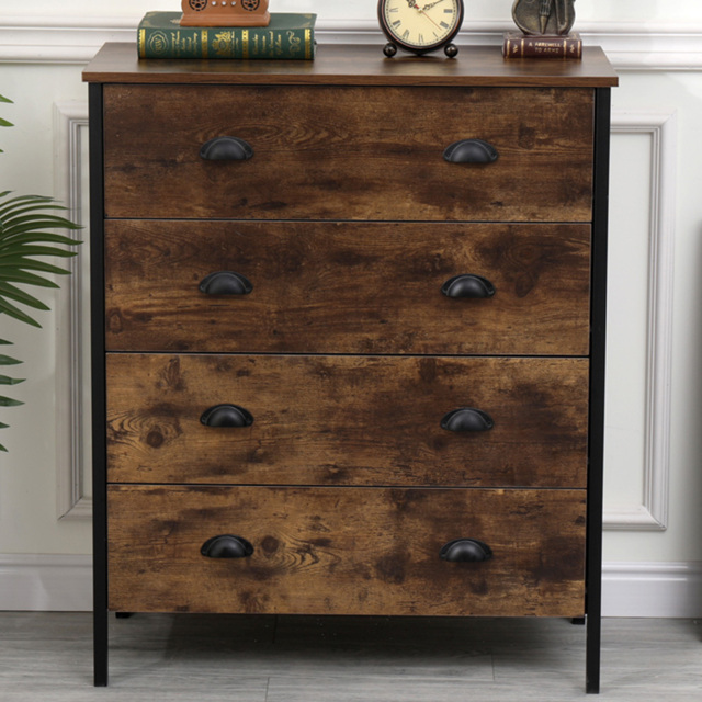 FurnitureHMD Industrial Style Natural 4 Drawer Wooden Chest of Drawer - image 1
