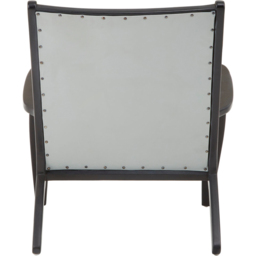 Premier Housewares Kendari Grey Leather and Teak Wood Chair - thumbnail 4