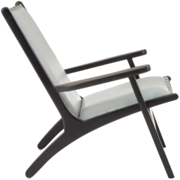 Premier Housewares Kendari Grey Leather and Teak Wood Chair - thumbnail 3